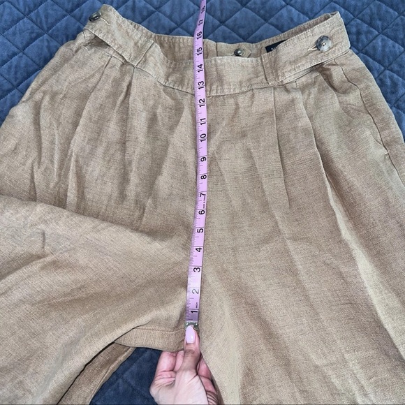 Banana Republic Minna Wide Leg Pants Womens 14 100% Linen Tan Brown T - Picture 9 of 10